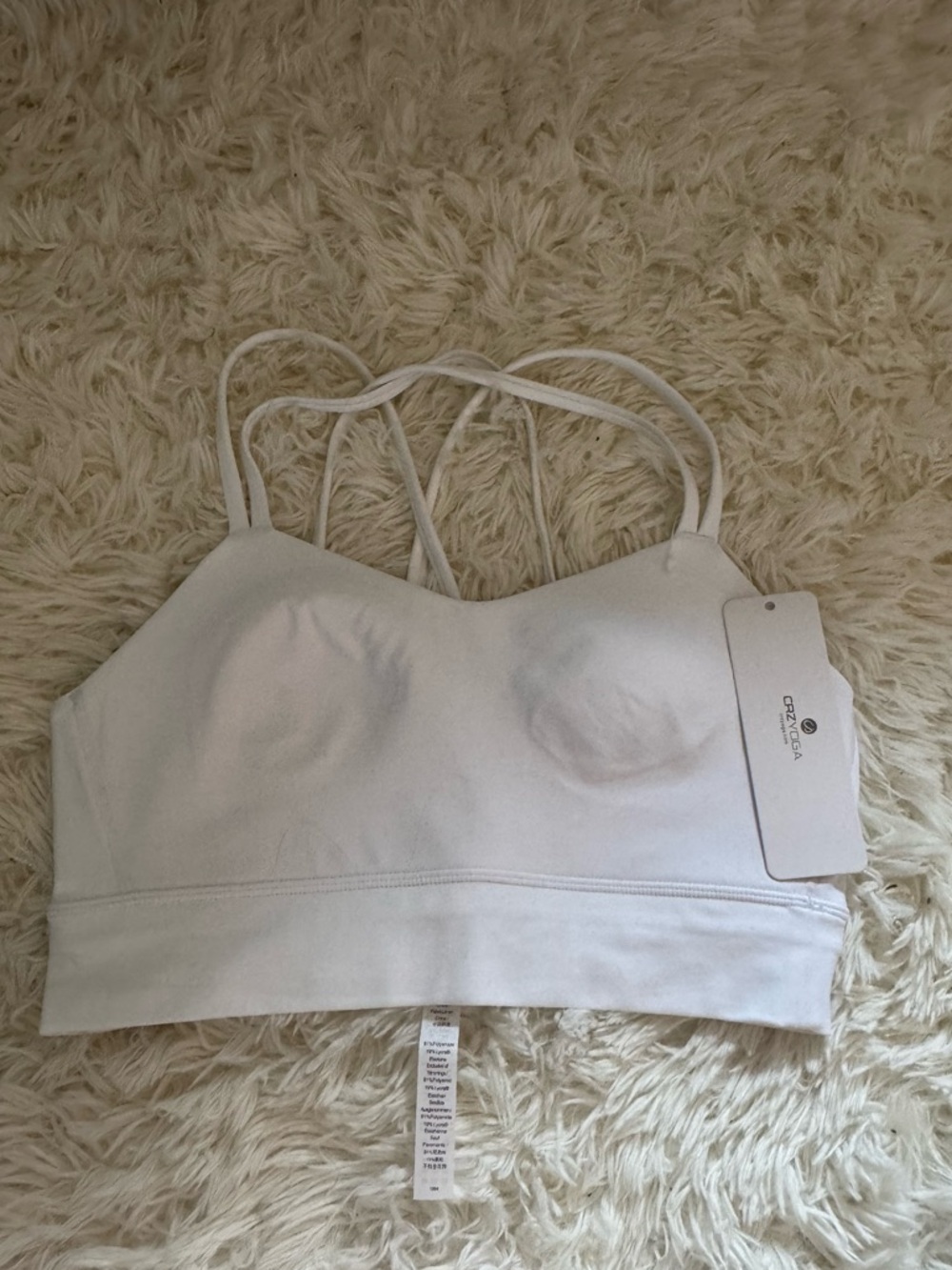 CRZ YOGA Women’s White Workout Bra size medium NEW WITH TAGS